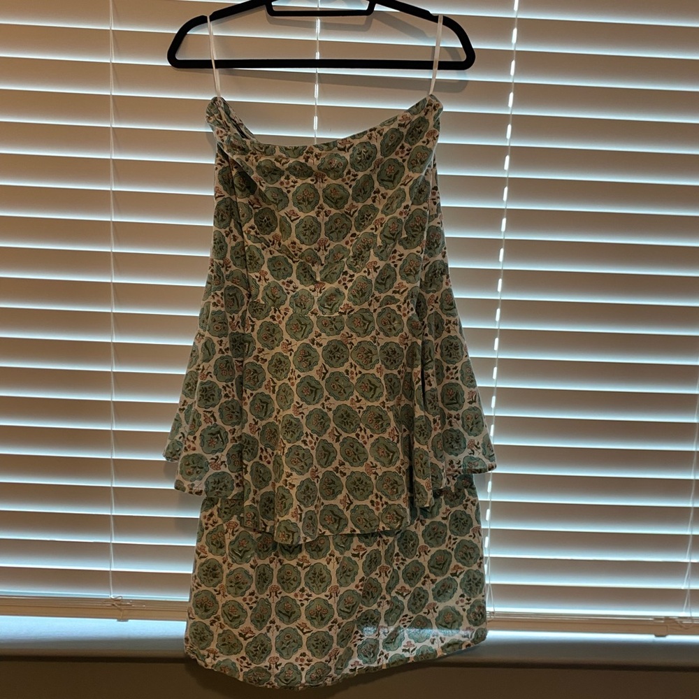 White and Green Maxi Sundress for Resort Wear